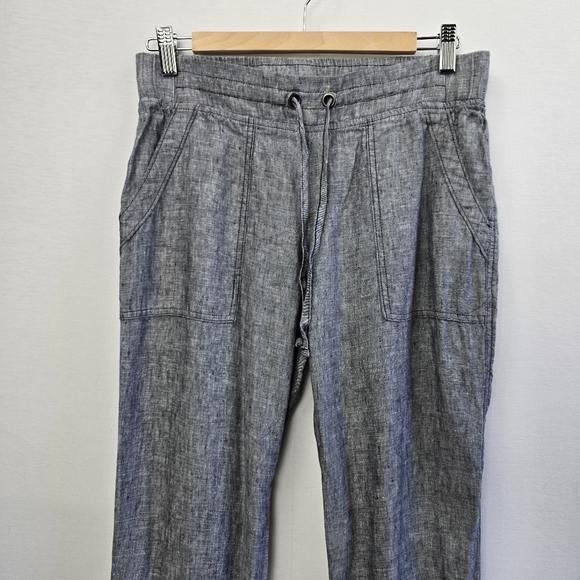 Athleta Linen Black Chambray Joggers Size 4 - Picture 3 of 13